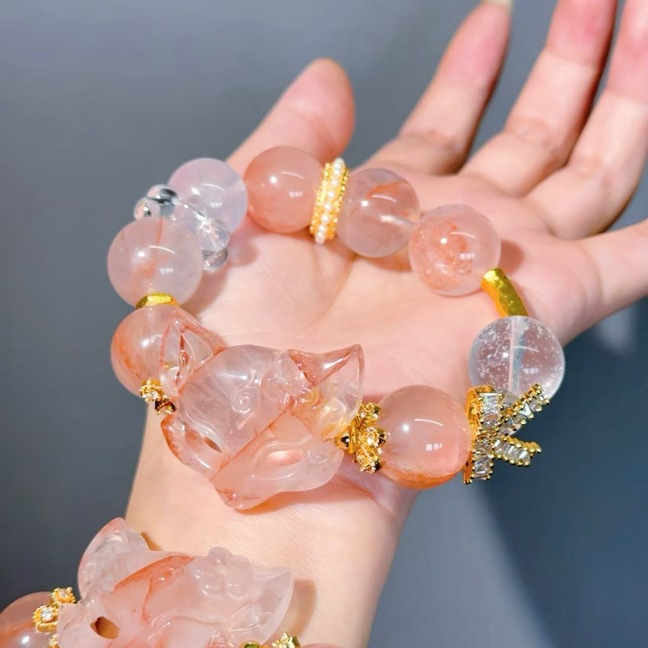 008 Hematoid Quartz Clear Quartz Lucky Charm Bracelet 2025 Energy High Quality Fashion Feng Shui Bracelet Gift Bead Bracelet Jewelry