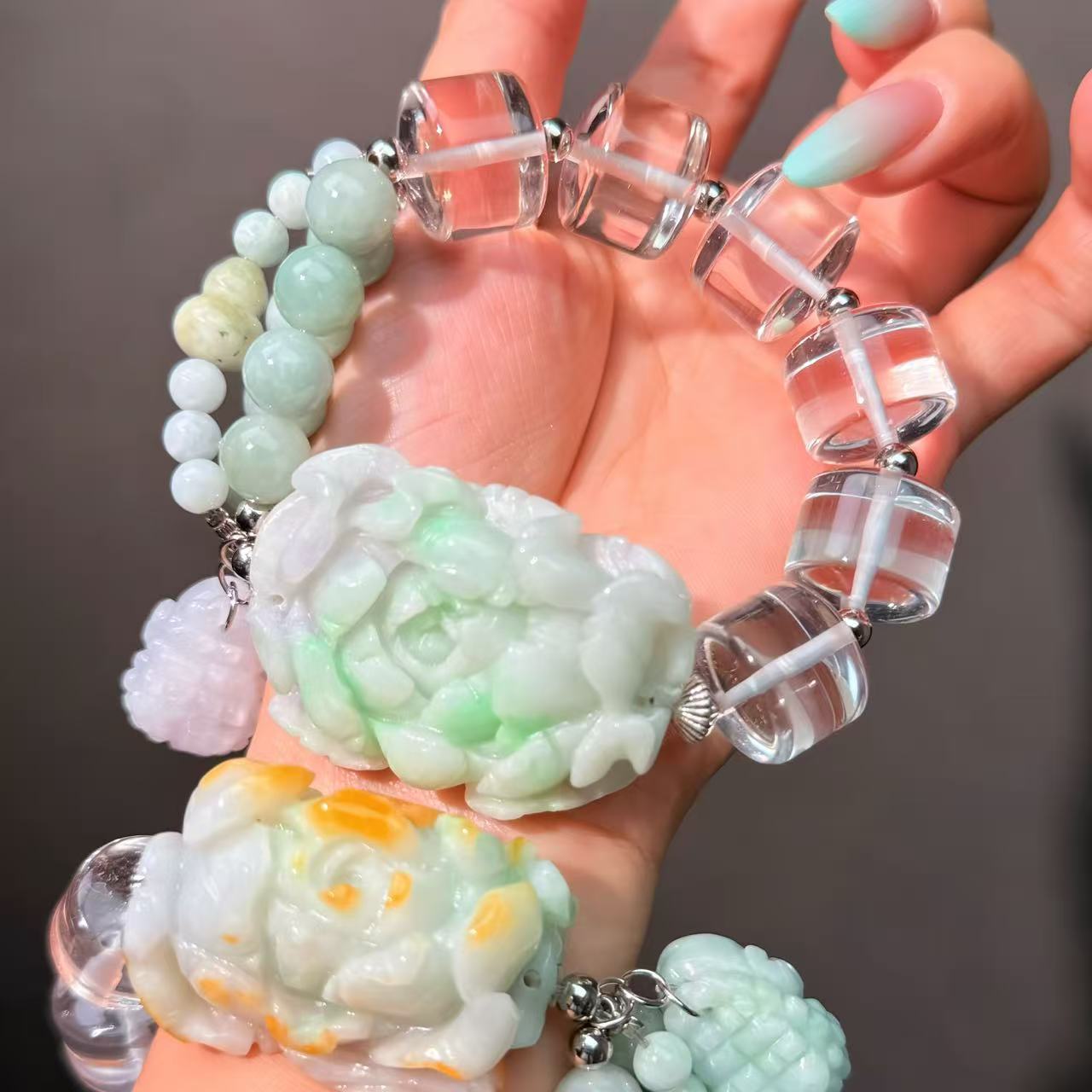 018 Clear Quartz Jadeite Bracelet 2025 High Quality Energy Magnetic Bracelet Gift