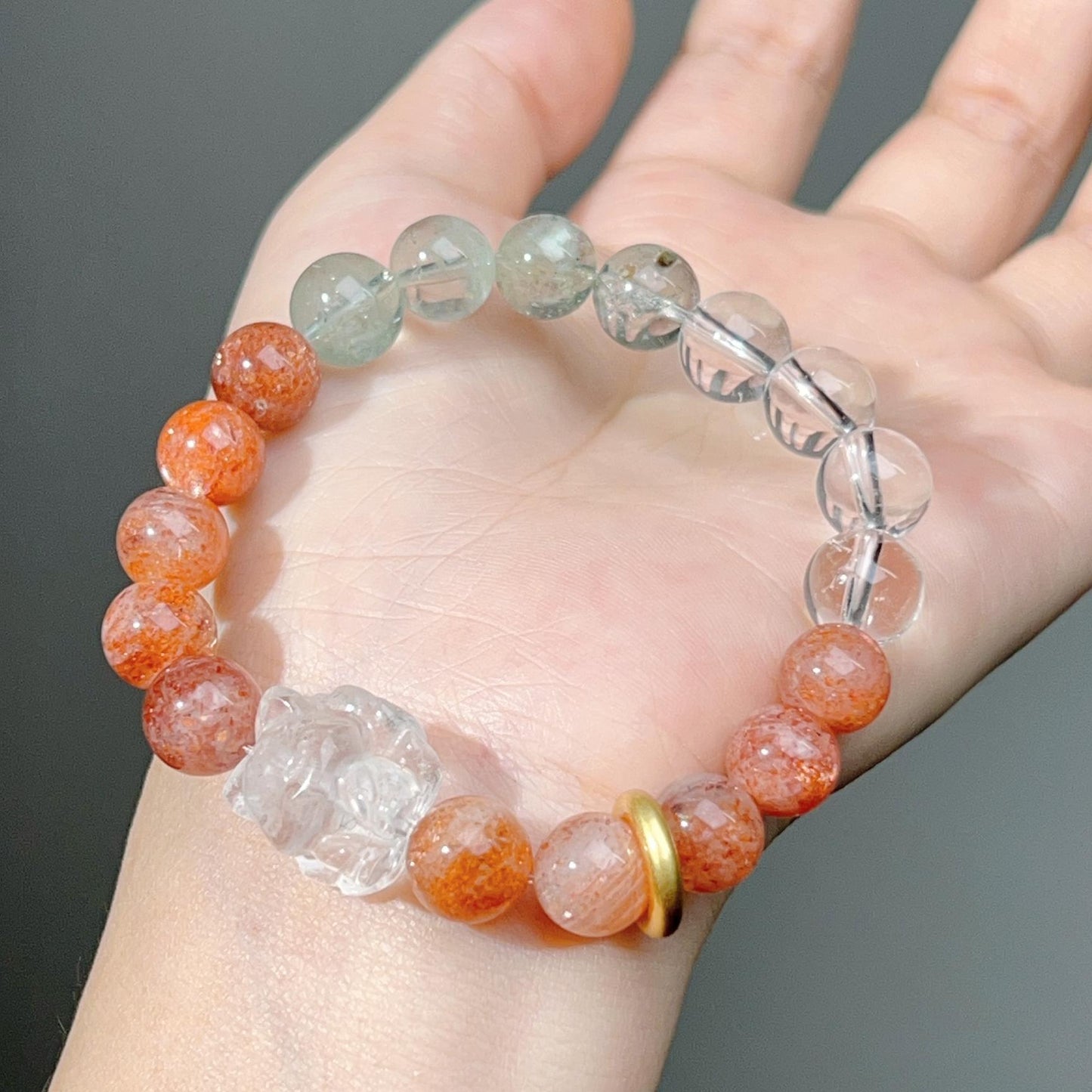 033 Arusha Sunstone Clear Quartz Bracelet Lucky Charm Bracelet 2025 Energy High Quality Fashion Jewelry Beads Feng Shui Bracelet Gift