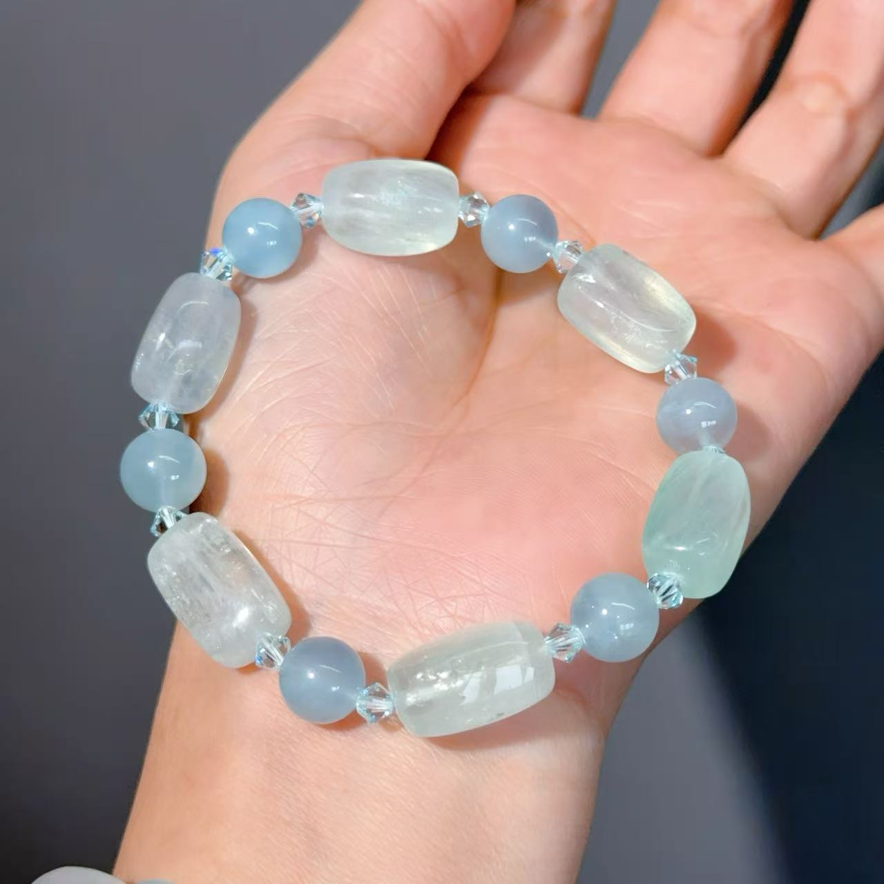 034 Fluorite Aquamarine lucky charm bracelet 2025 energy high quality fashion jewelry beads bracelet feng shui gift