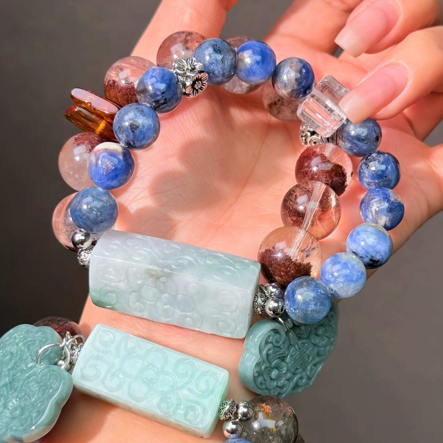067 Phantom Quartz Jadeite Kyanite Bracelet 2025 Energy High Quality Fashion Jewelry Beads Bracelet Gift