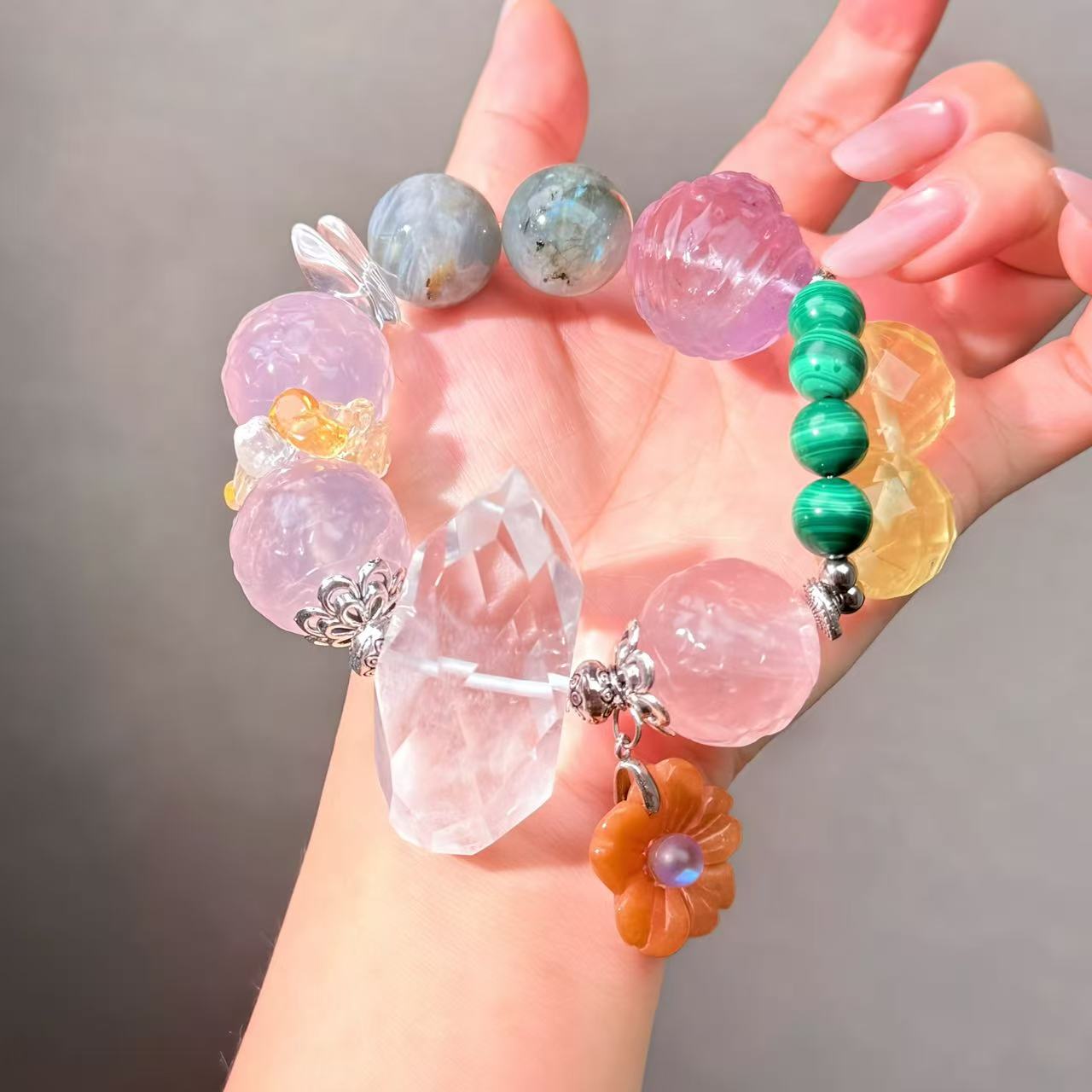 033 Rose Quartz Citrine Amethyst Bracelet Energy High Quality Fashion Jewelry Beads Bracelet Gift