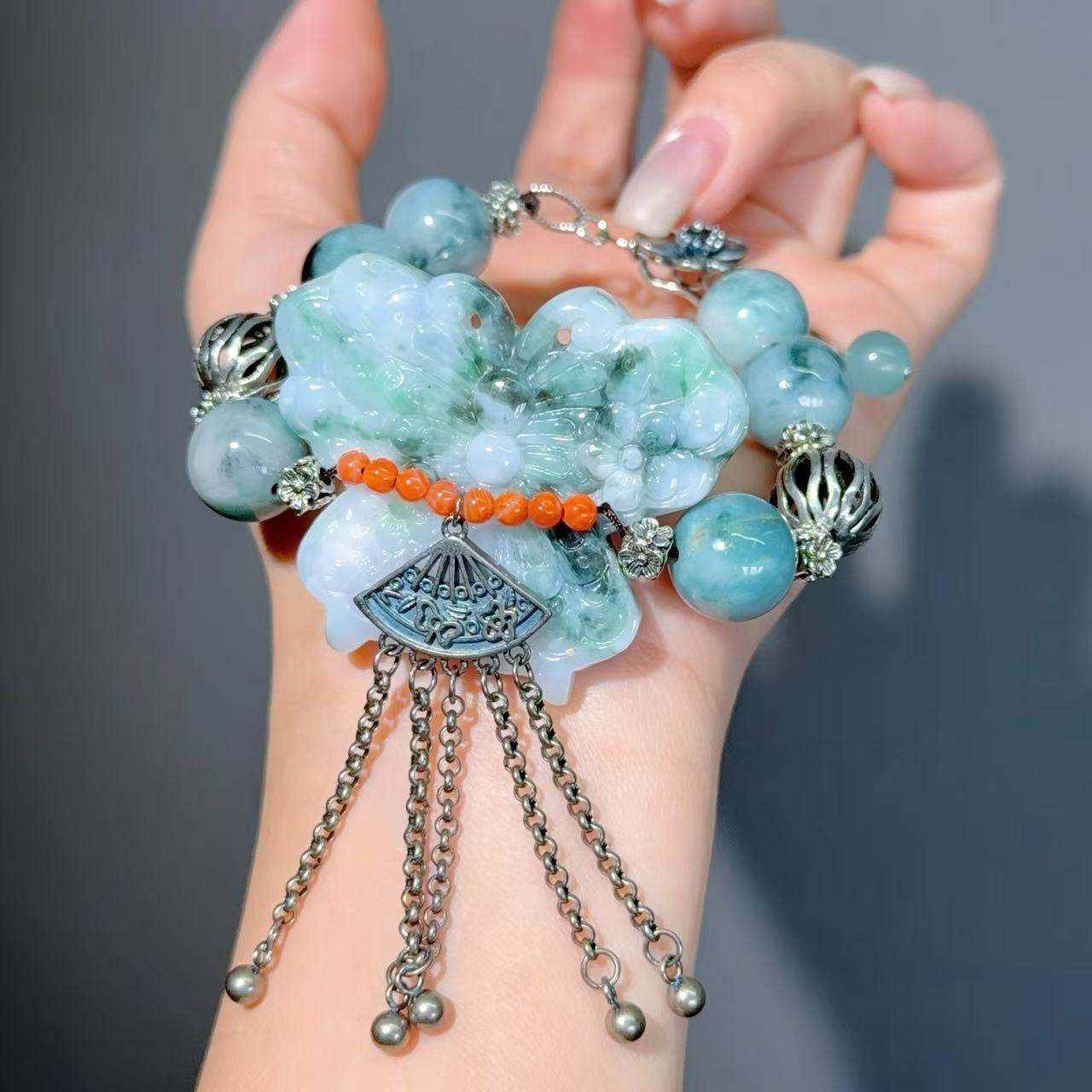 057 Jadeite Bracelet 2025 Energy High Quality Fashion Jewelry Bead Bracelet Magnetic Bracelet Gift