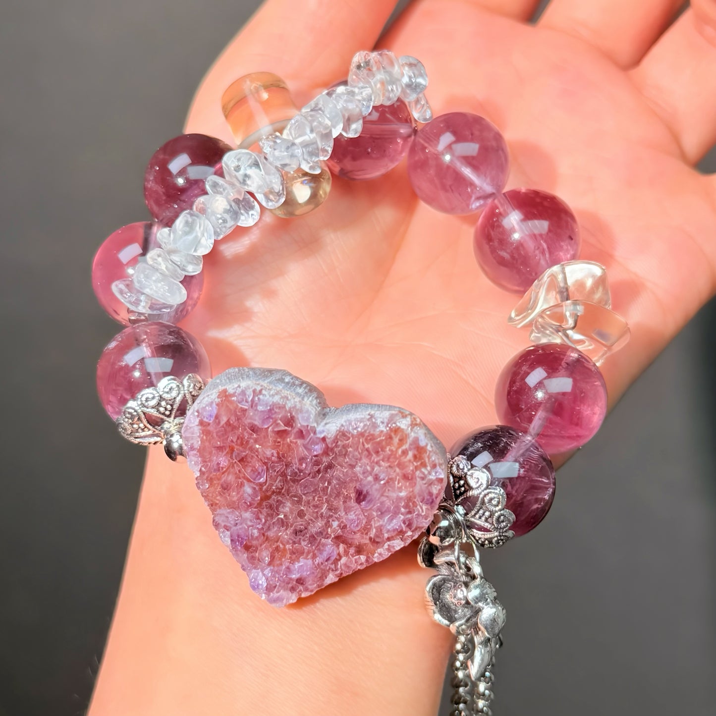 002 Jadeite Hematoid Quartz bracelet
