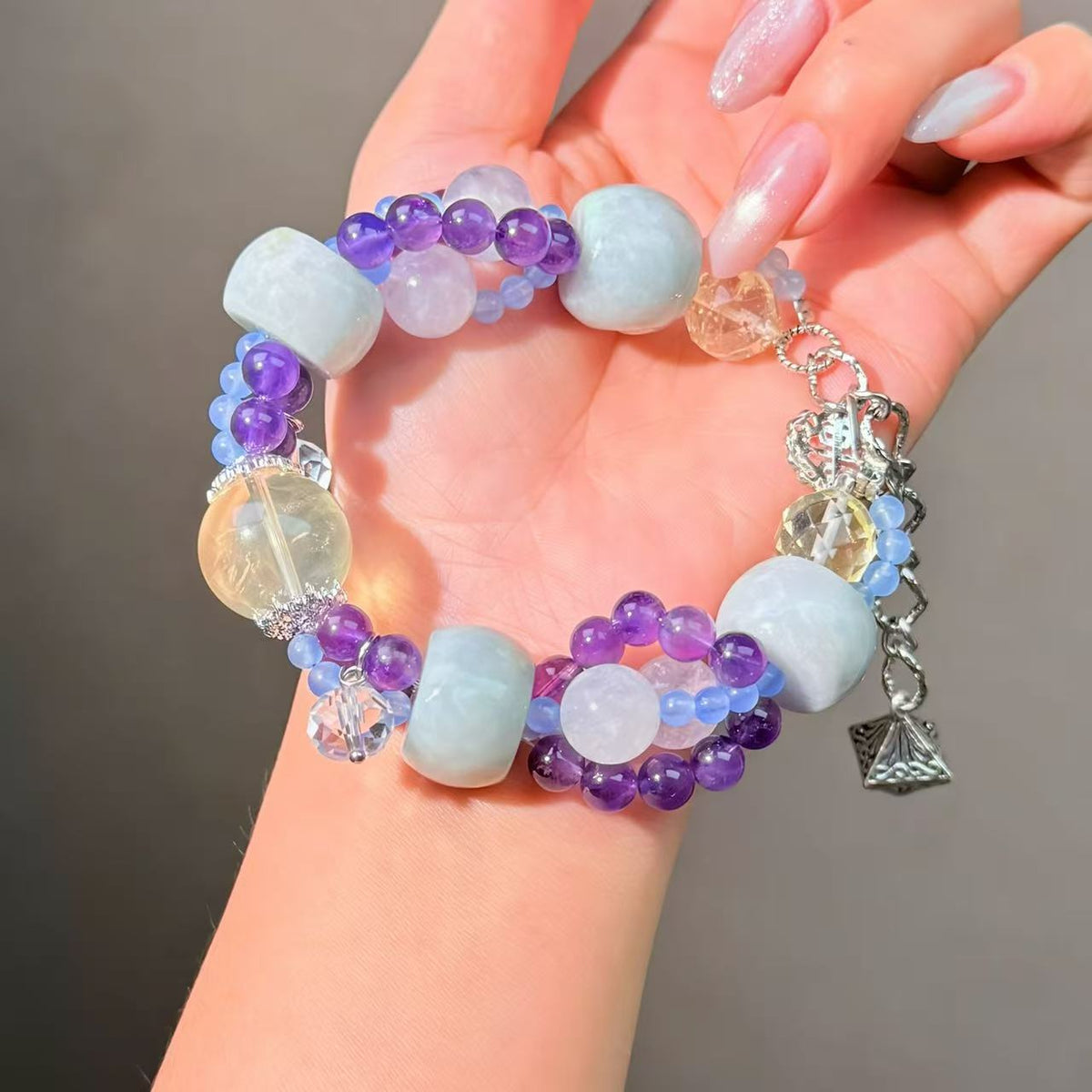 011 Jadeite Amethyst Citrine bracelet