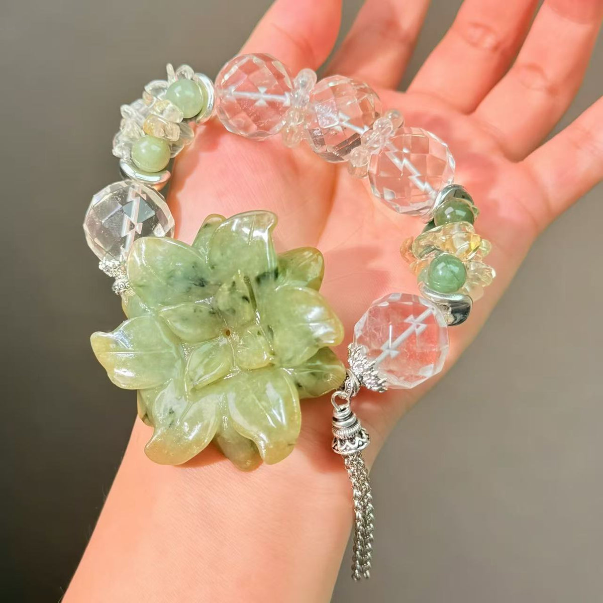 017 Jadeite Clear Quartz bracelet energy high quality fashion jewelry magnetic beads bracelet gift