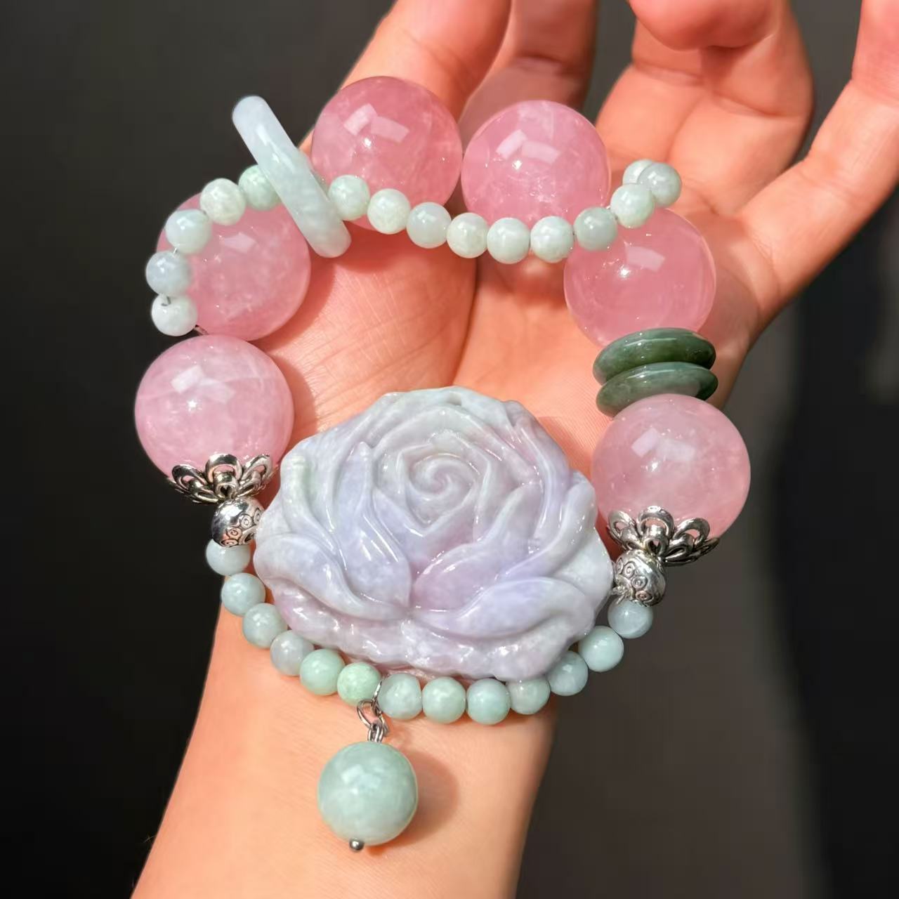 009 Rose quartz, jadeite Bracelet 2025 Energy High Quality Fashion Jewelry Feng Shui Magnetic Beads Bracelet Gift