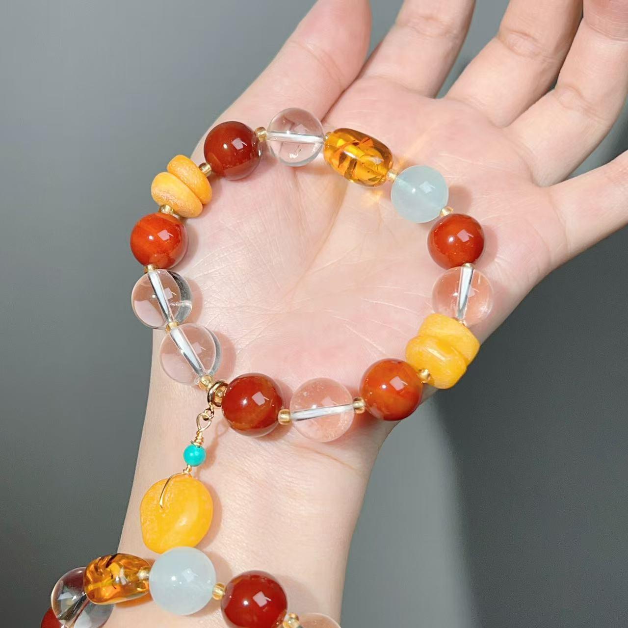 004 High Quality South Red Agate Bracelet Combination Link, Lucky Charm Bracelet 2025 Energy Magnetic Bead Bracelet Gift