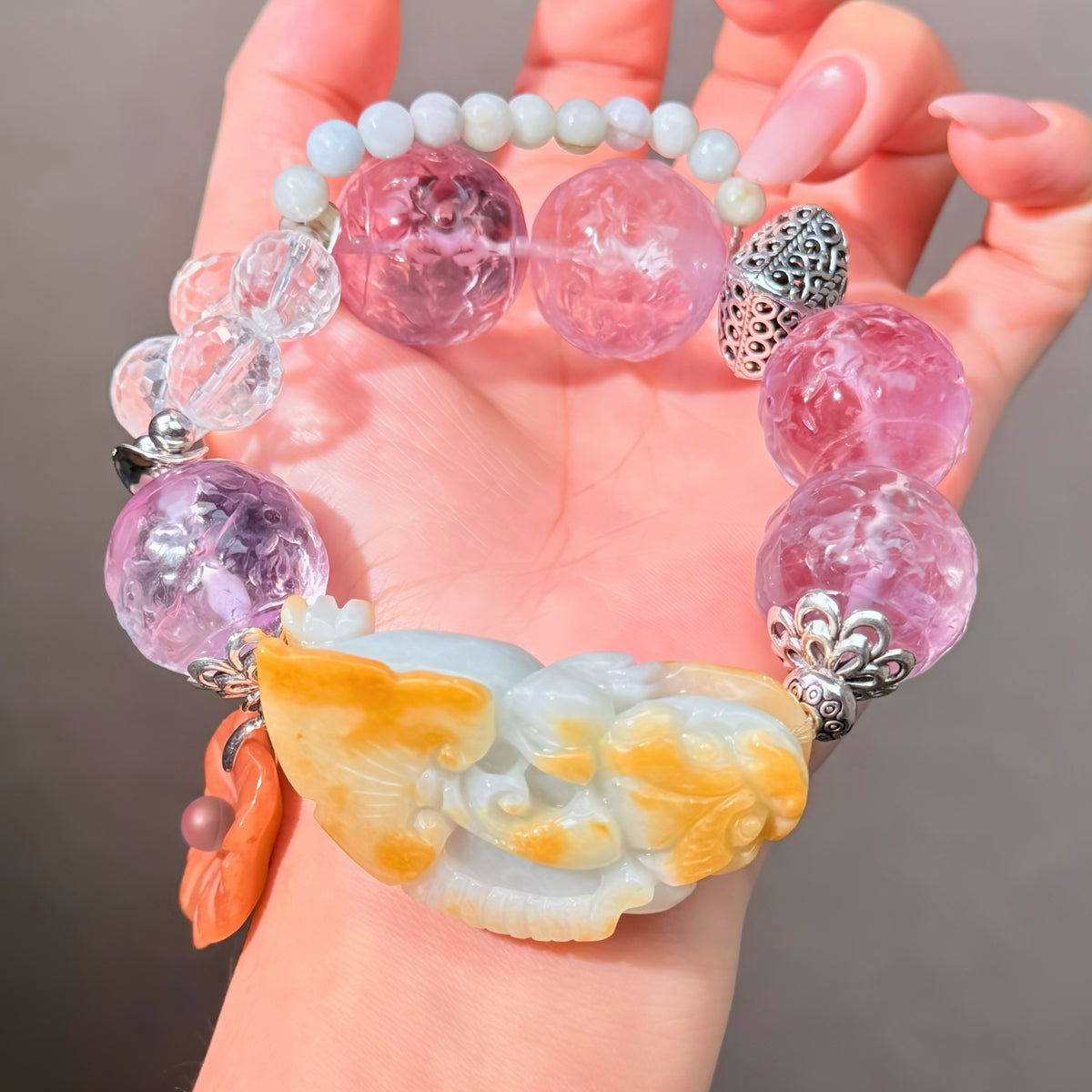 003 Amethyst Jadeite Clear quartz Bracelet Energy Beads Bracelet Fashion Magnetic Crystal Jewelry Bracelet Energy Beads Bracelet Fashion Magnetic Crystal Jewelry