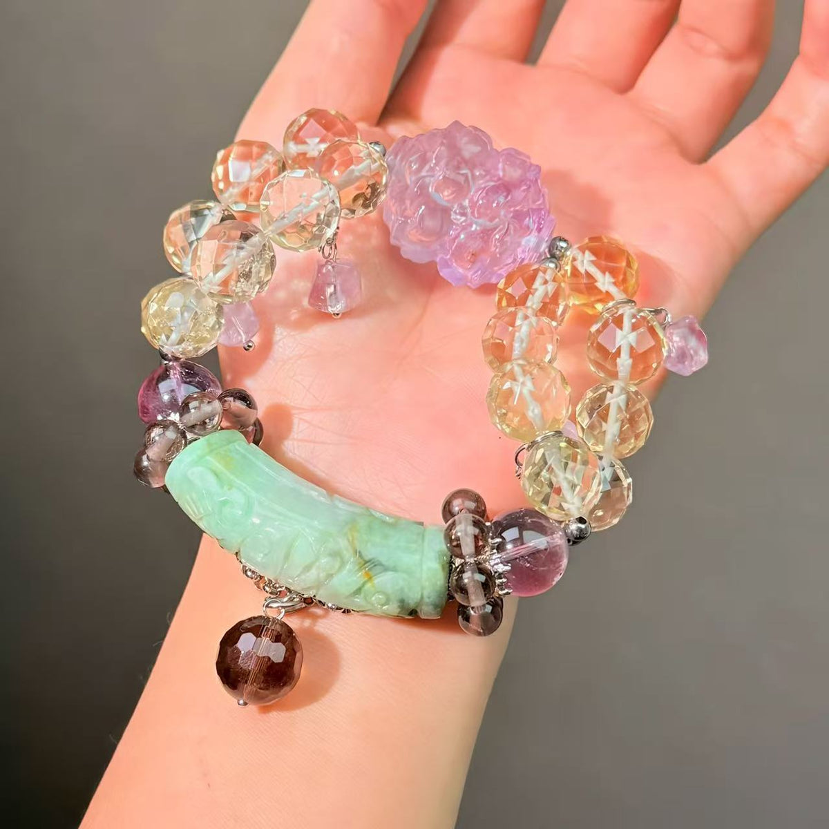 003 Azeztulite Tiger's Eye Hematoid Q Bracelet Fashion Magnetic Crystal Jewelry Bracelet Energy Beads Bracelet Fashion Magnetic Crystal Jewelry