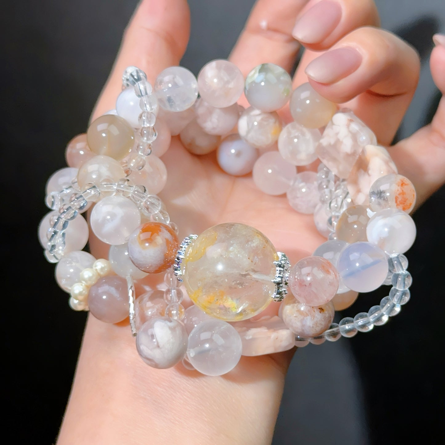 061 Hematoid Q AgateHigh quality bracelet, lucky charm with certificate energy feng shui bracelet, fashionable unisex gift