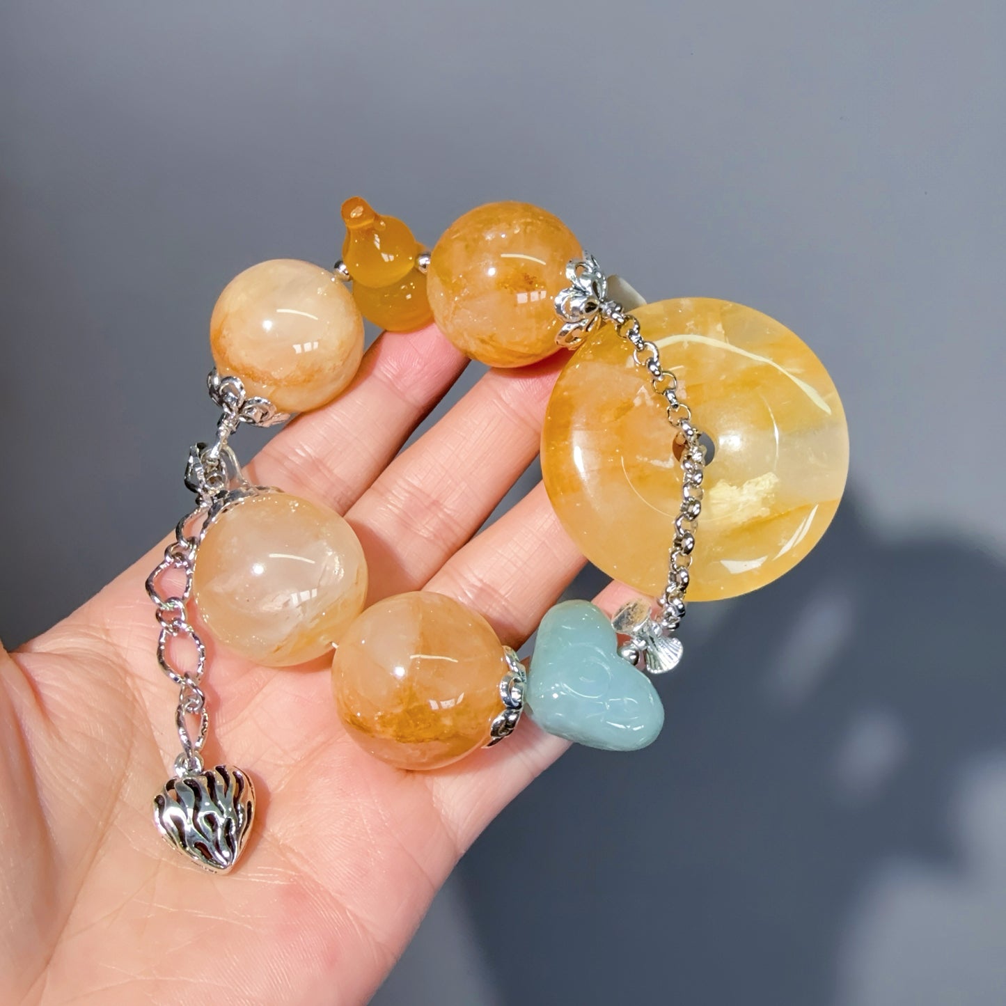 035 Hematoid Q jadeite chalcedony Lucky Charm Bracelet 2025 High Quality Energy Magnetic Feng Shui Bracelet Gift