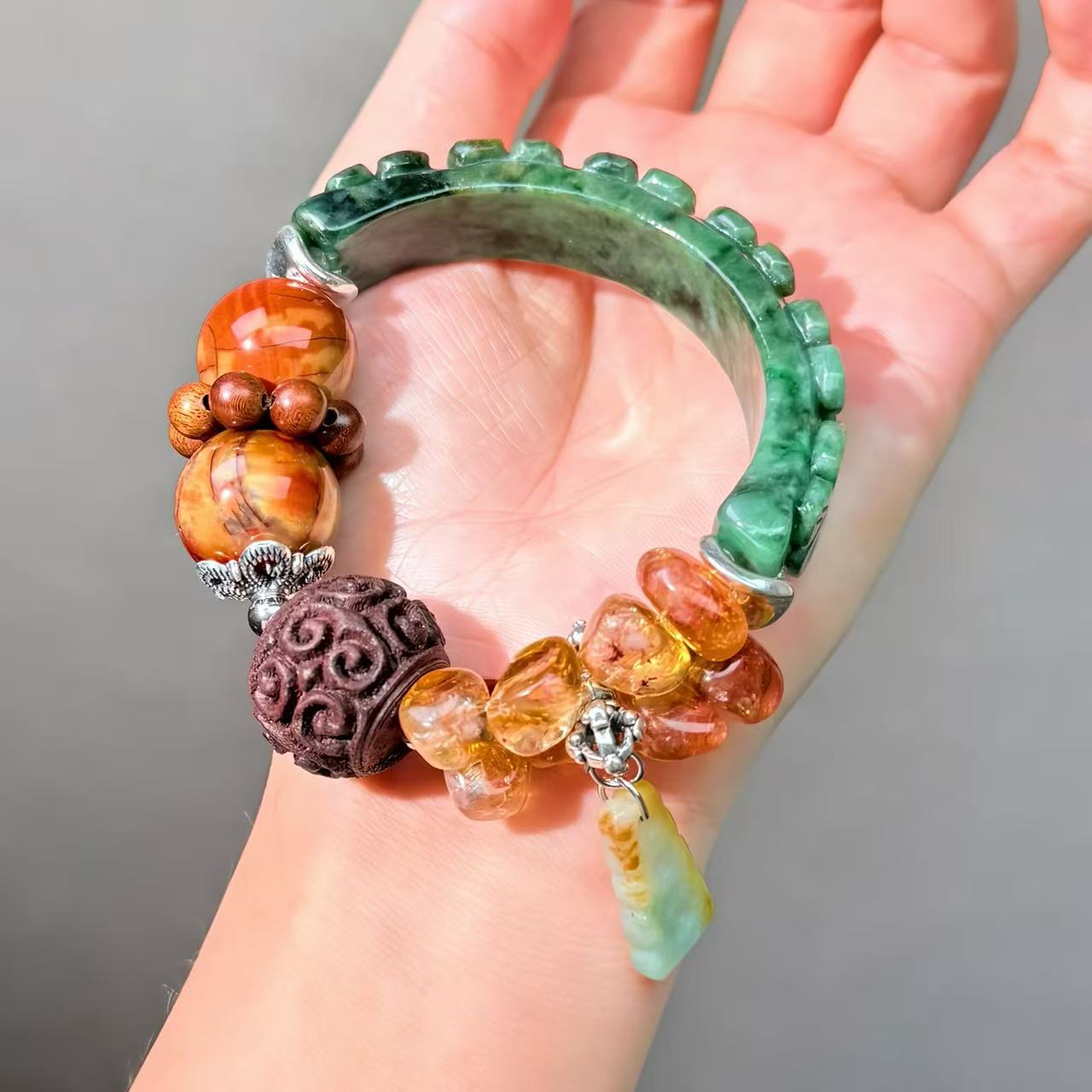 031 Jadeite Pietersite Citrine Bracelet High Quality Energy Fashion Jewelry Feng Shui Magnetic Beads Bracelet Gift