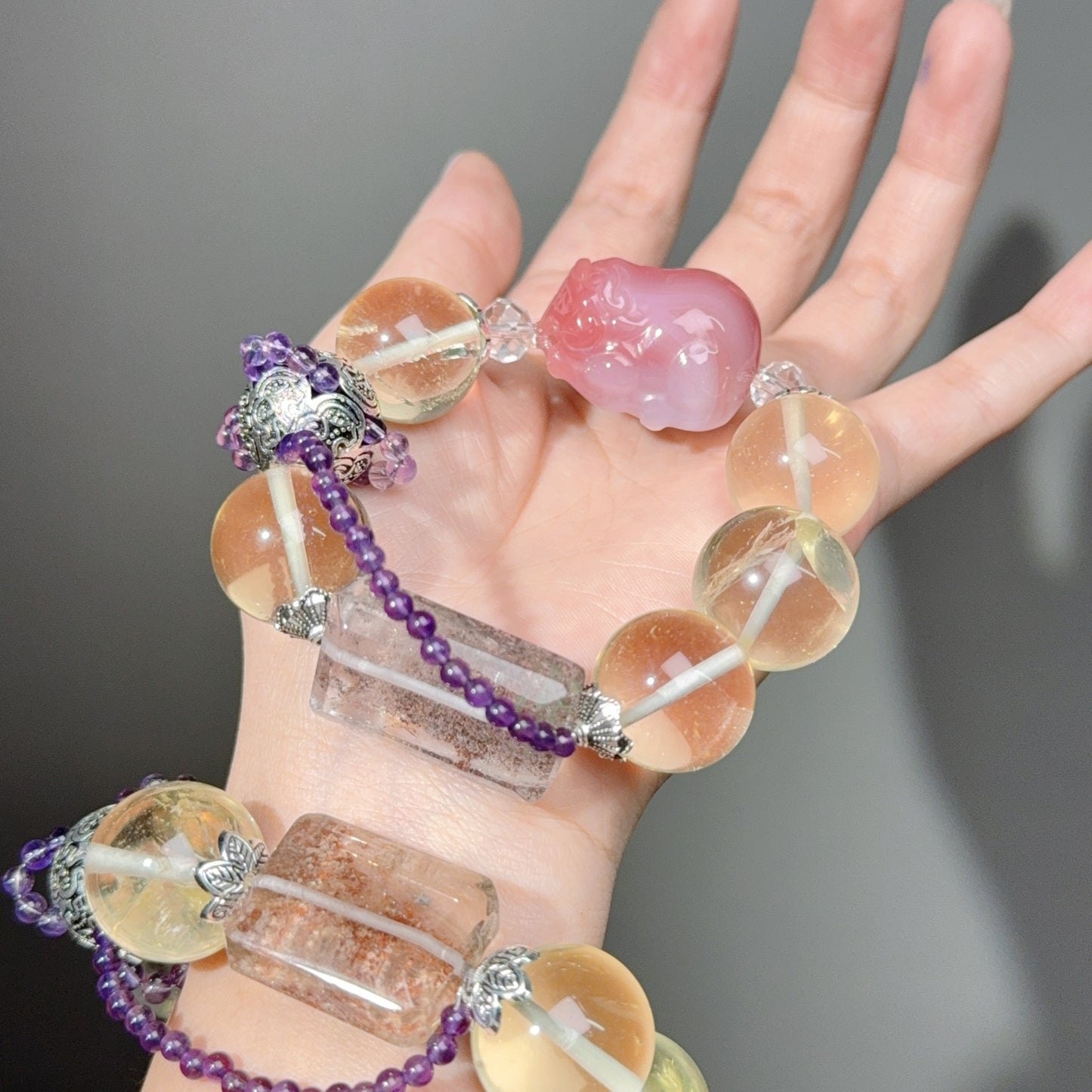 018 Citrine Agate Phantom Quartz Lucky Charm Bracelet 2025 Energy High Quality Fashion Jewelry Feng Shui Beads Magnetic Gift