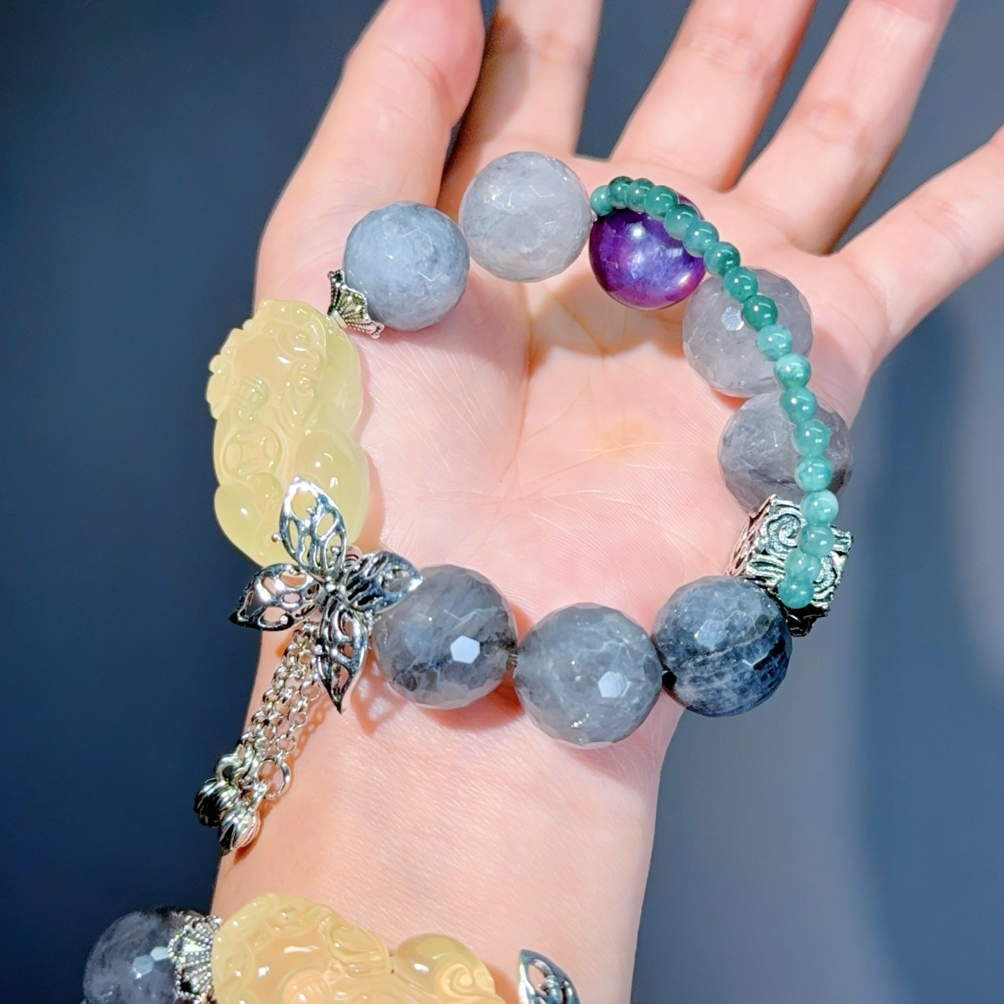 009 Cloud Quartz Citrine Lepidolite Lucky Charm Bracelet 2025 Energy High Quality Fashion Jewelry Feng Shui Magnetic Beads Bracelet Gift