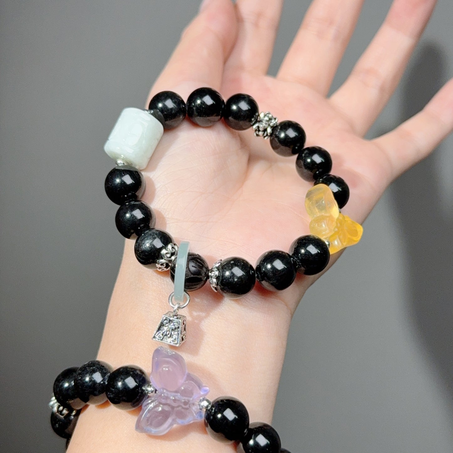 017 Hypersthene Jadeite Fluorite Lucky charm bracelet 2025 energy high quality fashion jewelry magnetic beads bracelet gift