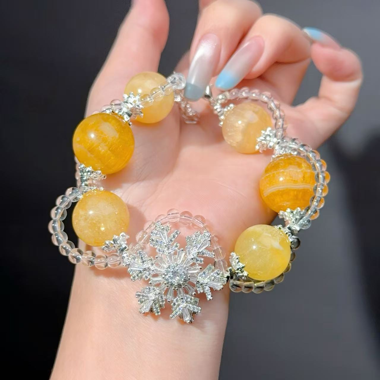 047 Fluorite Clear Quartz Bracelet High Quality Zirconia Lucky Charm Bracelet 2025