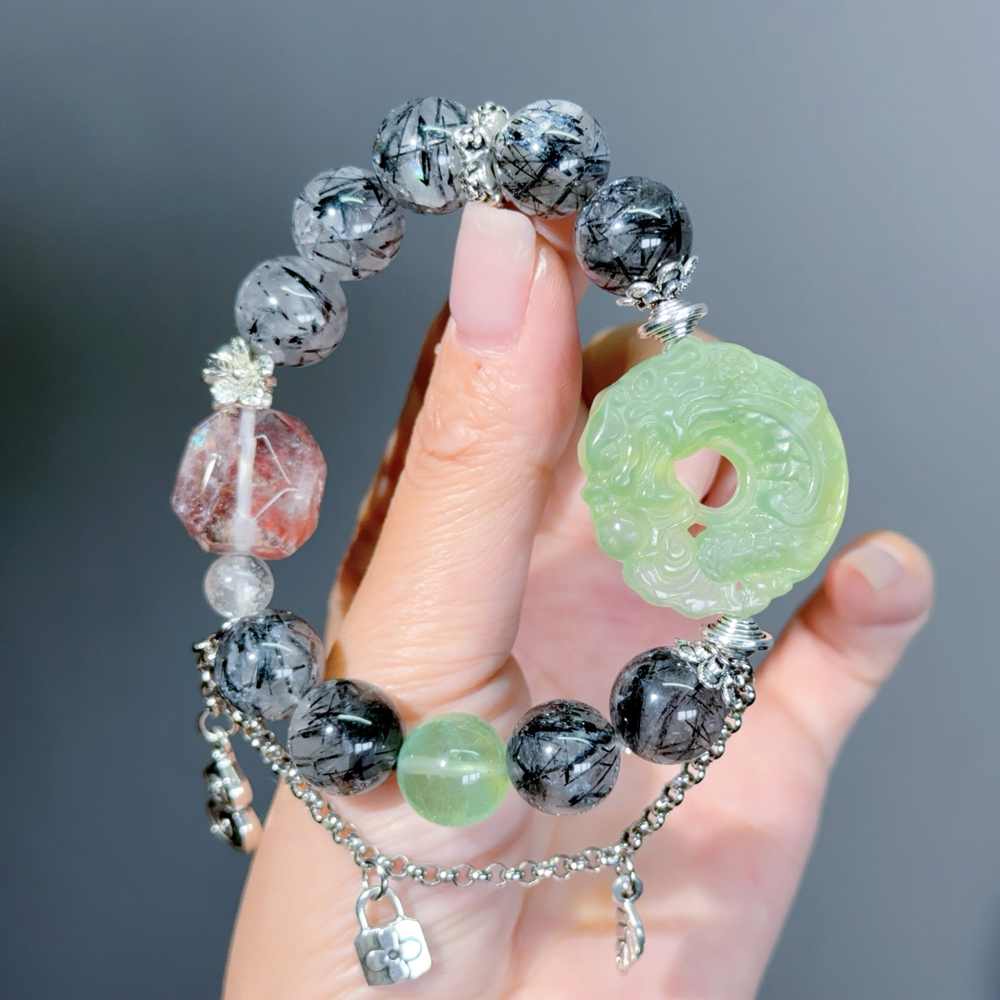 013 Rutilated Quartz Serpentine Phantom Quartz Lucky Charm Bracelet 2025 Energy High Quality Feng Shui Bracelet Magnetic Beads Fashion Jewelry Bracelet Gift