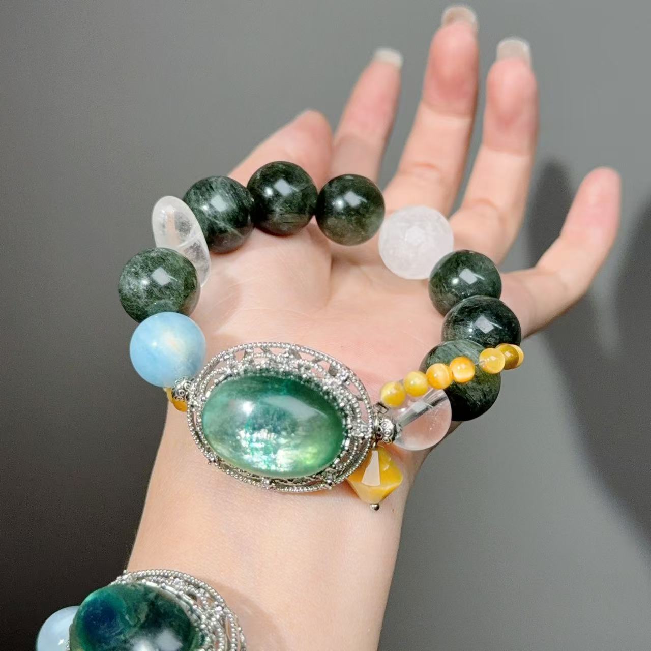 019 Rutilated Quartz Lepidolite Clear Quartz high quality lucky charm bracelet 2025 energy feng shui magnetic fashion jewelry beads bracelet gift