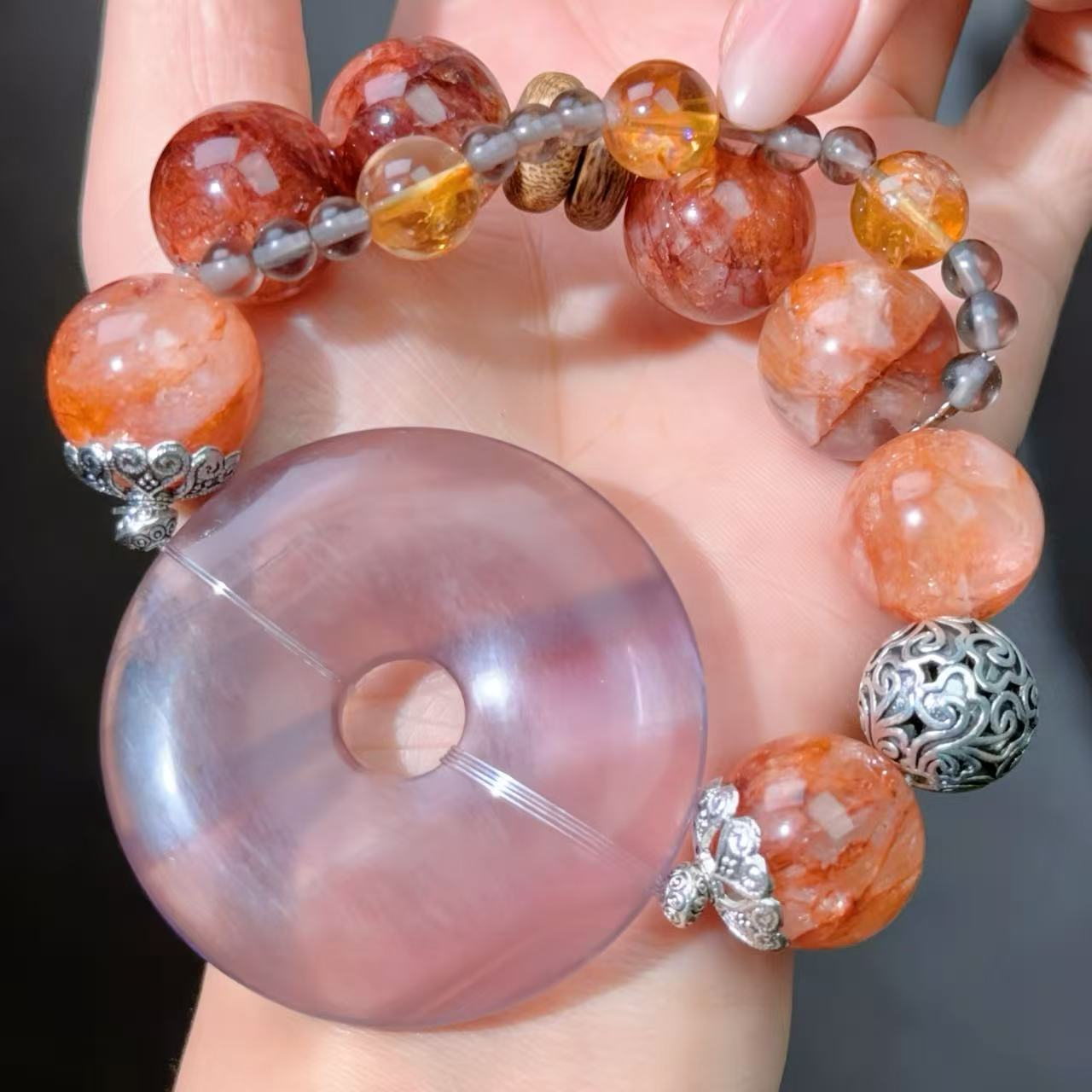 059 Hematoid Quartz Fluorite Lucky Charm Bracelet 2025 Energy High Quality Fashion Bead Bracelet Magnetic Feng Shui Bracelett