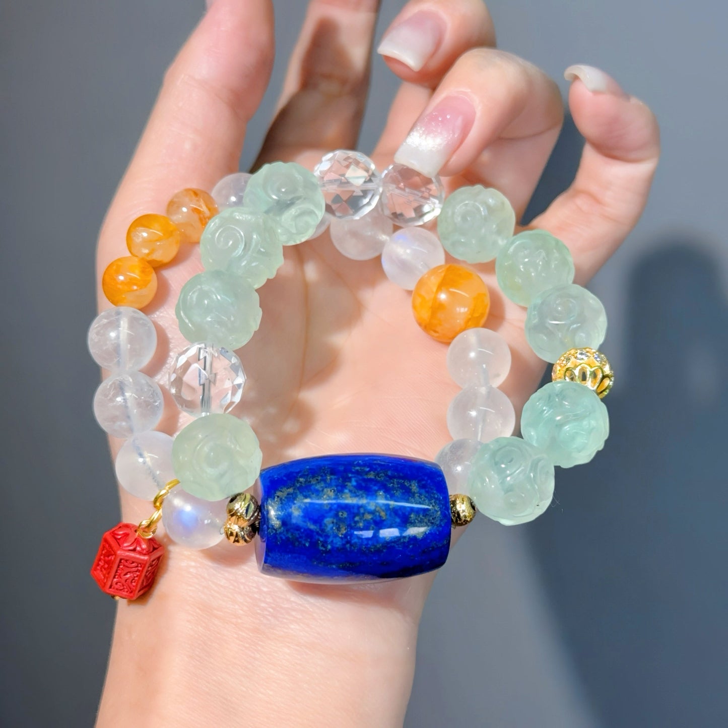 024 Moonstone Fluorite Lapis Lazuli Bracelet High Quality Energy Lucky Charm Bracelet 2025 Fashion Gift
