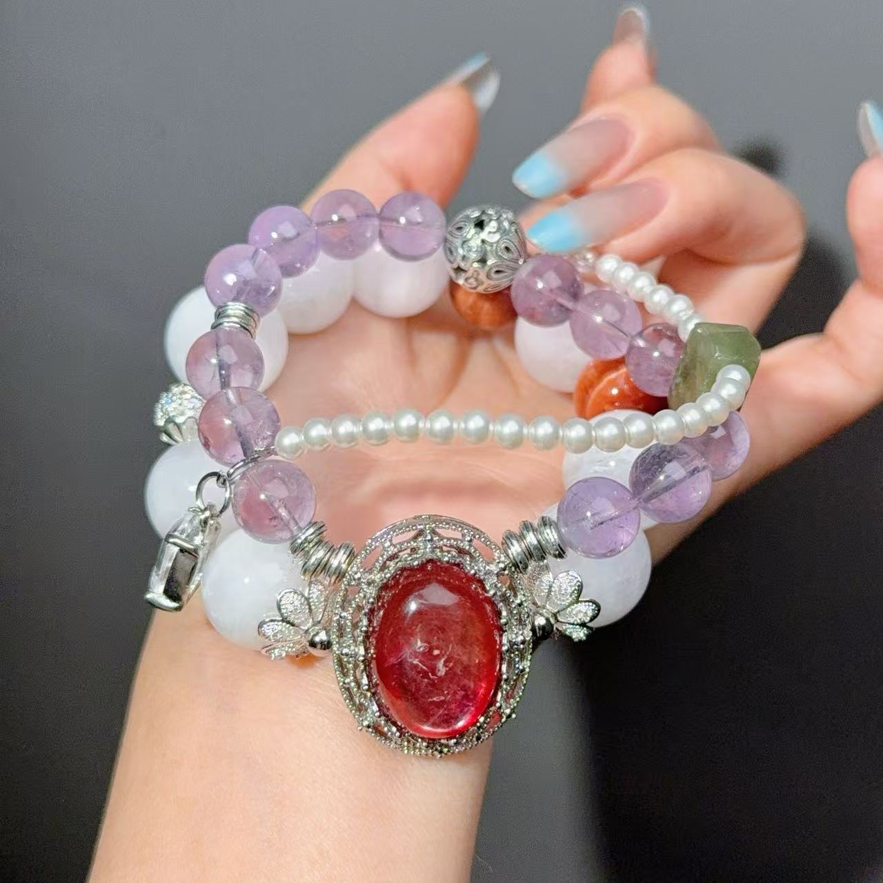 020 Phantom Q lepidolite Amethyst Bracelet 2025 Energy High Quality Fashion Jewelry Feng Shui Magnetic Beads Bracelet Gift