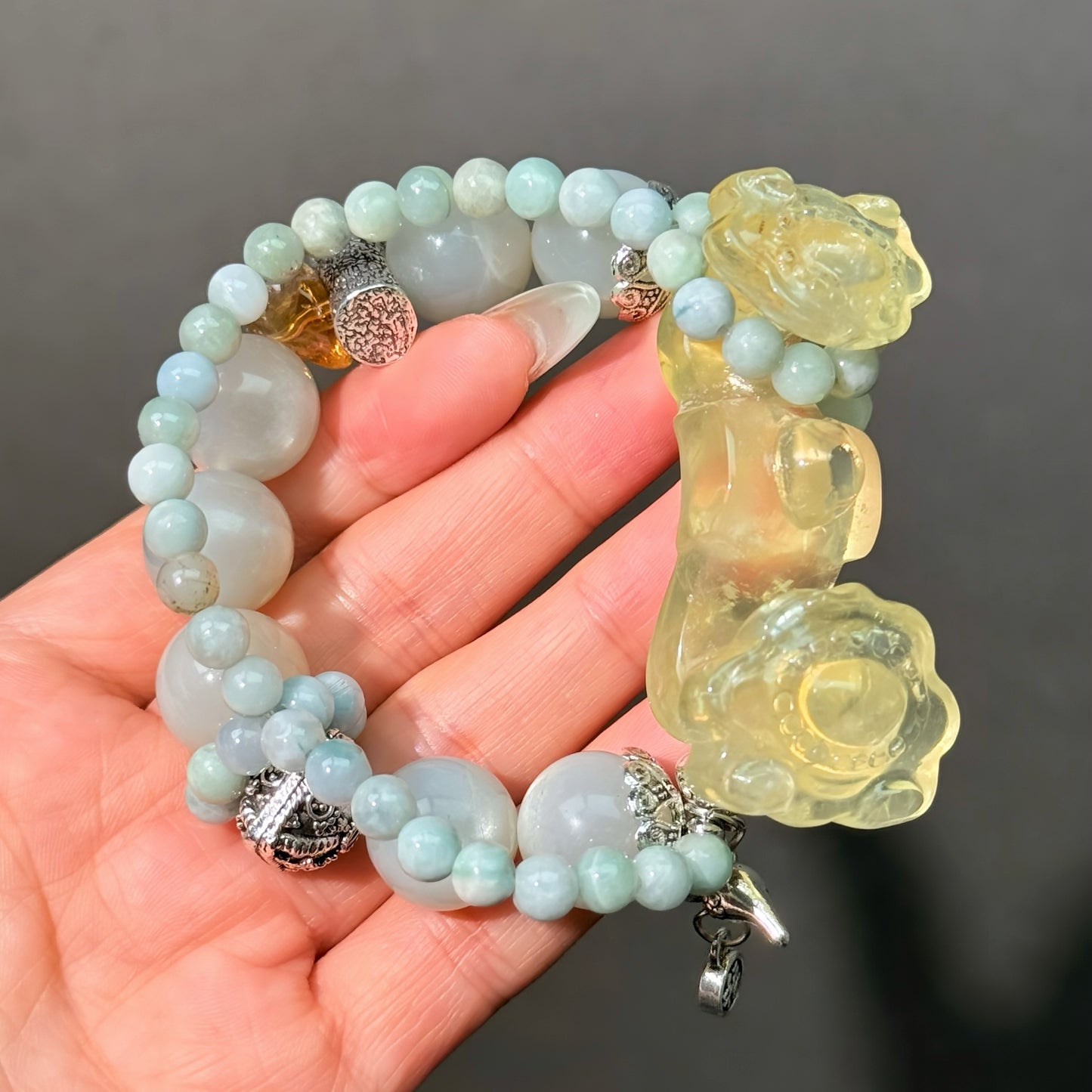 071 Moonstone Citrine Jadeite Lucky Charm Bracelet Energy High Quality Fashion Jewelry Beads Feng Shui Bracelet Gift