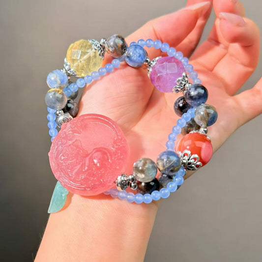 031 Kyanite Strawberry Q Citrine Bracelet High Quality Energy Fashion Jewelry Feng Shui Magnetic Beads Bracelet Gift