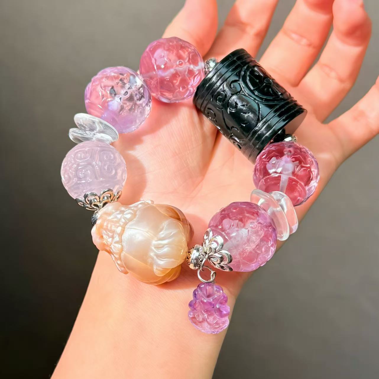008 Amethyst Jadeite Sunstone High Quality Fashion  Bracelet Gift Bead Bracelet Jewelry