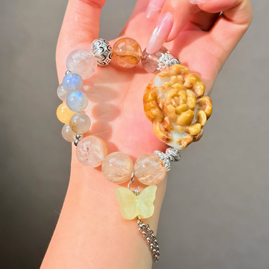 007 Jadeite Labradorite  Hematoid Quartz  Bracelet Energy High Quality Fashion Feng Shui Bracelet Gift Bead Bracelet Jewelry