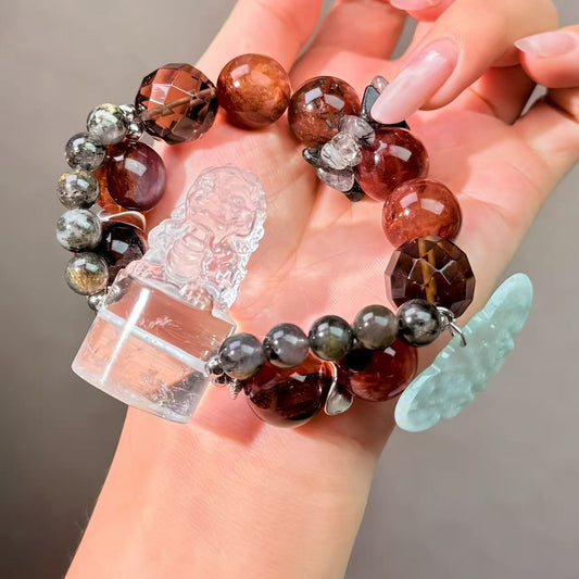 033 Clear Quartz Jadeite Smoky Quartz Bracelet Energy High Quality Fashion Jewelry Beads Bracelet Gift
