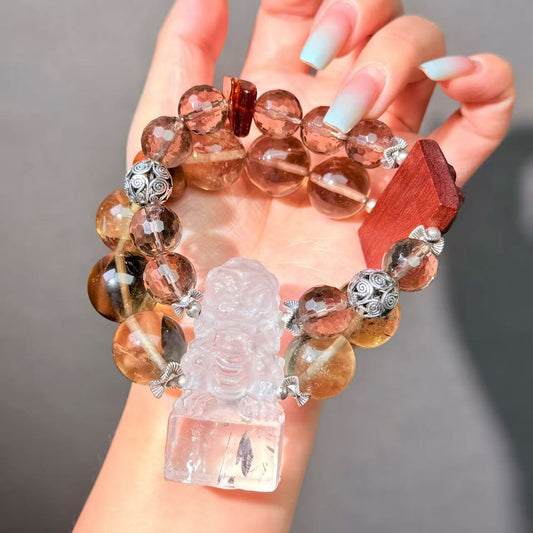 029 Clear Quartz Smoky Quartz bracelet feng shui energy fashion bracelet