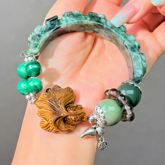024 Jadeite Malachite Alashan Bracelet High Quality Energy Lucky Charm Bracelet 2025 Fashion Gift