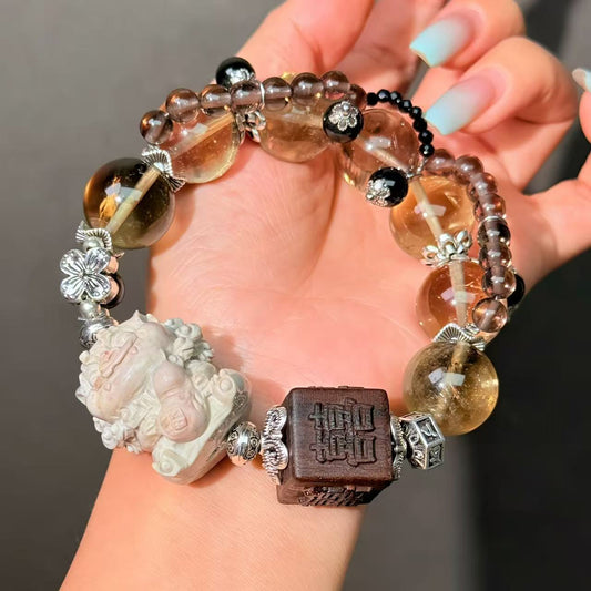 014 Smoky Quartz Alashan Obsidian Bracelet Energy High Quality Fashion Jewelry Feng Shui Beads Magnetic Gift