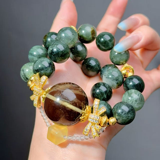 003 Rutilated Quartz Smoky Quartz Fluorite Bracelet 2025 Energy Beads Bracelet Fashion Magnetic Crystal Jewelry Bracelet 2025 Energy Beads Bracelet Fashion Magnetic Crystal Jewelry