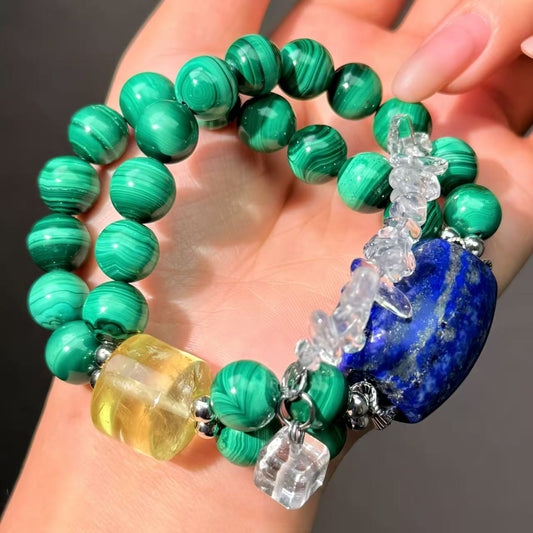 002 Malachite Lapis Lazuli Citrine  bracelet