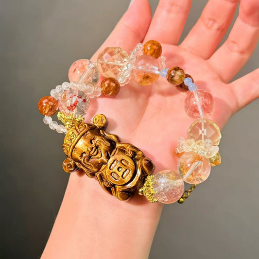 007 tiger's eye Citrine Hematoid Q Bracelet Energy High Quality Fashion Feng Shui Bracelet Gift Bead Bracelet Jewelry