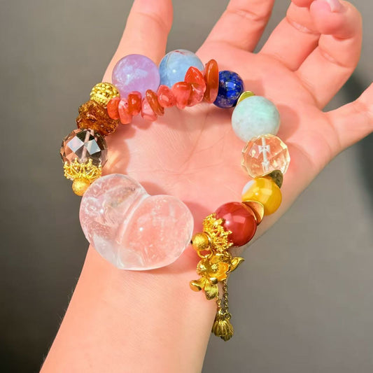 008 Clear Quartz Aquamarine Amethyst High Quality Fashion  Bracelet Gift Bead Bracelet Jewelry