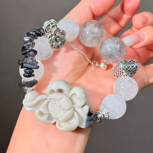 003 Taiji Jade Phantom Quartz Herkimer Diamond  Bracelet Energy Beads Bracelet Fashion Magnetic Crystal Jewelry Bracelet Energy Beads Bracelet Fashion Magnetic Crystal Jewelry