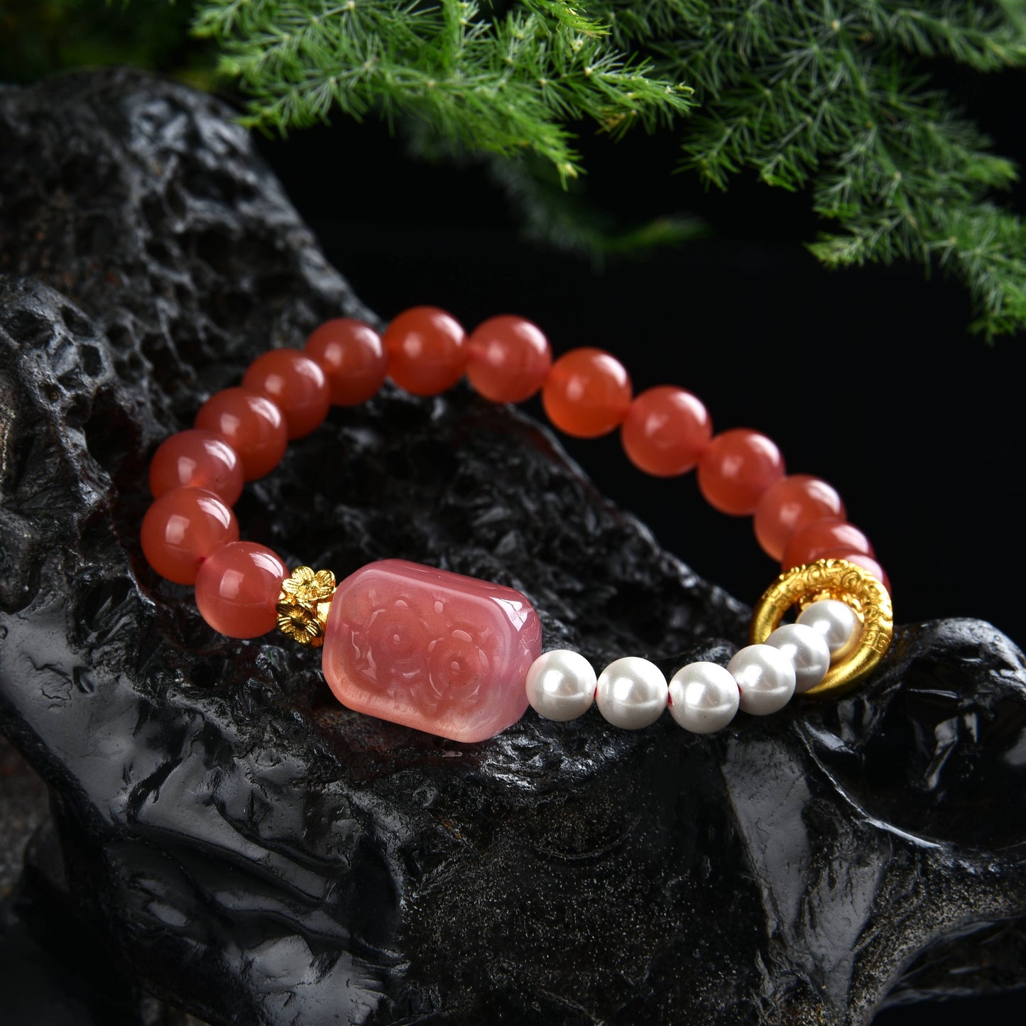 Lucky Bracelet 2023 Salt Source Agate Bracelet Female Lucky Stone Bead Bracelet Rosary Energy Feng Shui Gift