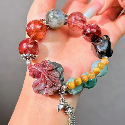 022 jadeite agate Hematoid Q High Quality Fashion Jewelry Feng Shui Magnetic Beads Bracelet Gift