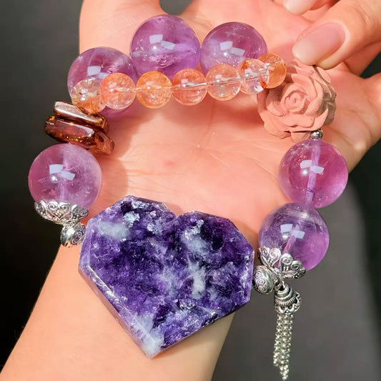 002 Amethyst Mica Crystal Herkimer Diamond bracelet