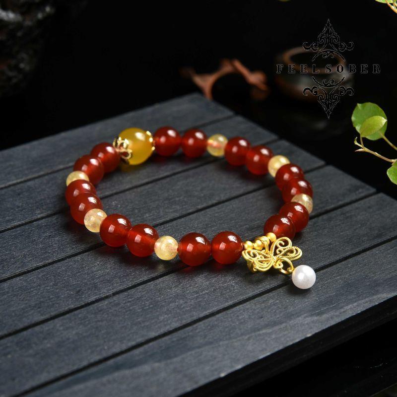 Lucky Bracelet Agate Bracelet Energy Bead Bracelet Lucky Charm Bracelet 2023 Fashion Magnetic Feng Shui 8MM Elastic Band Gift for Mom