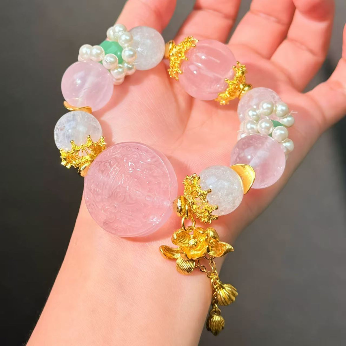 055 Rose Quartz Phantom Q Bracelet Energy High Quality Fashion Jewelry Beads Bracelet Gift