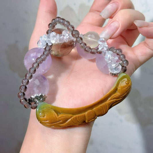 010 Amethyst Jadeite Clear Quartz lucky charm bracelet 2025 energy high quality fashion jewelry beads bracelet gift