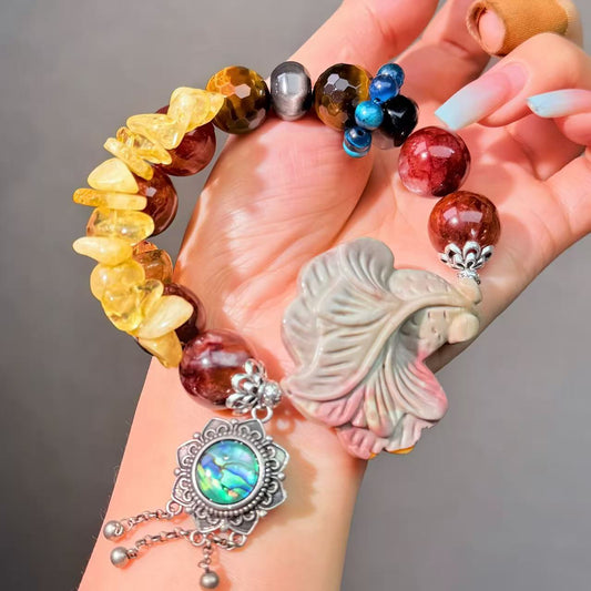 056 Agate Tiger's Eye Hematoid Quartz Lucky Charm Bracelet Energy High Quality Fashion Jewelry Feng Shui Beads Magnetic Gift