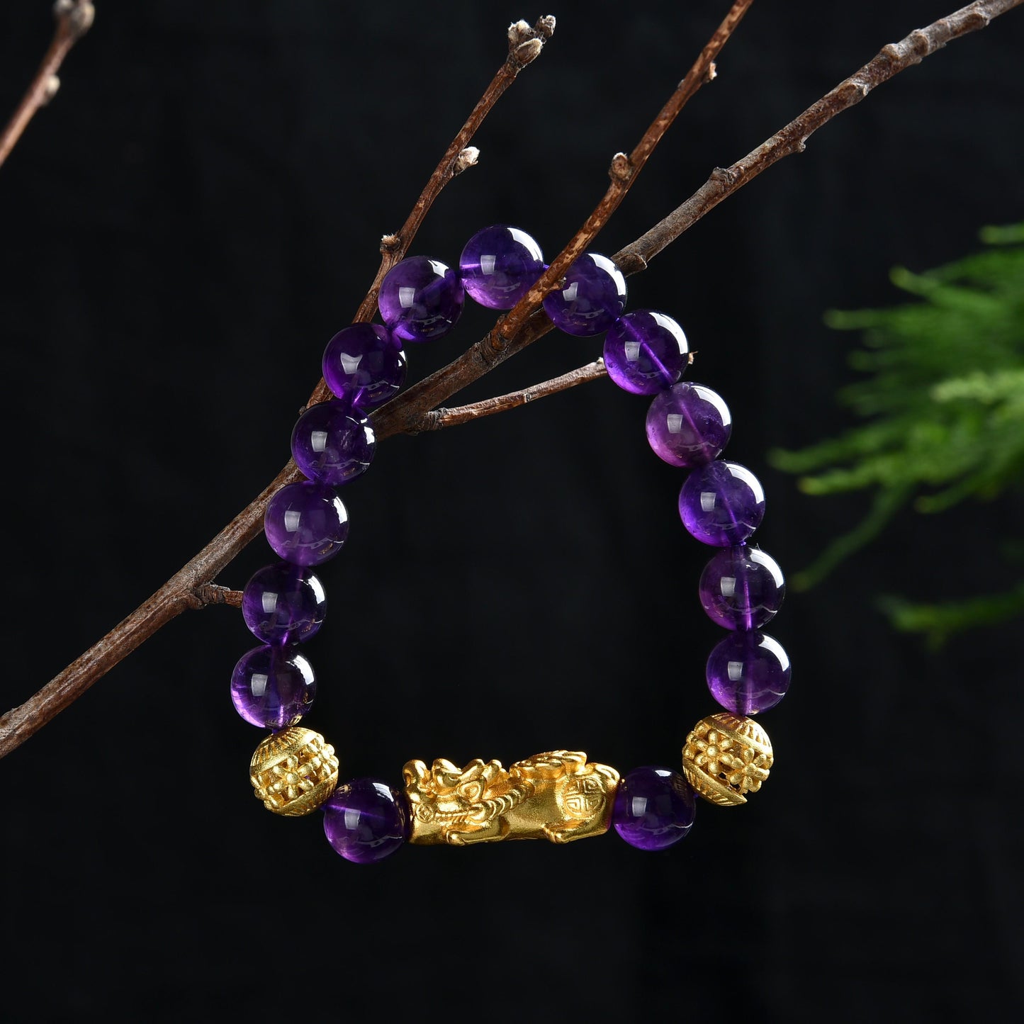 008 Amethyst Pixiu Bracelet With Certificate Sale Lucky Fortune