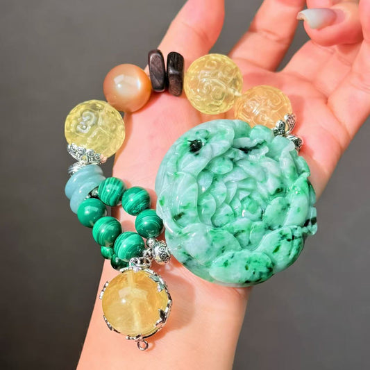 014 Citrine Malachite Sunstone Bracelet Energy High Quality Fashion Jewelry Feng Shui Beads Magnetic Gift