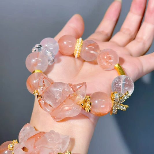 008 Hematoid Quartz Clear Quartz  Lucky Charm Bracelet 2025 Energy High Quality Fashion Feng Shui Bracelet Gift Bead Bracelet Jewelry