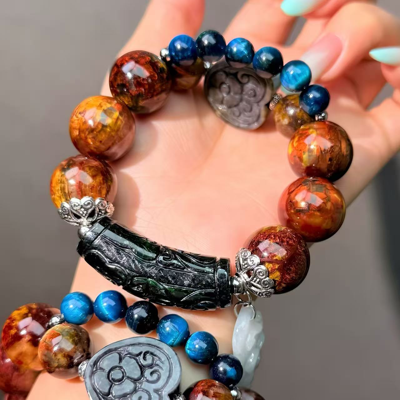 031 Pietersite Jadeite Tiger's Eye Bracelet 2025 High Quality Energy Fashion Jewelry Feng Shui Magnetic Beads Bracelet Gift